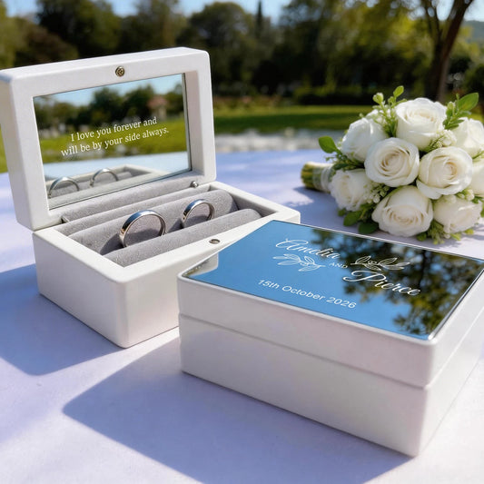 Custom Wedding Ring Box for 2 Rings Personalized Wedding Ring Box for Bride and Groom Before Church Ring Box for the Wedding
