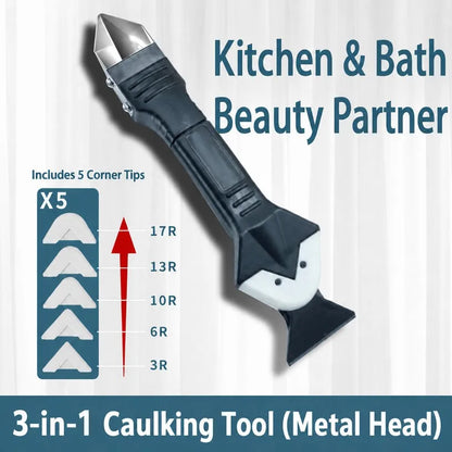 Silicone Caulking Tool | 5-in-1 Sealant Finishing Tool | Caulk Remover Glass Glue Angle Scraper for Bathroom, Kitchen, Floor 