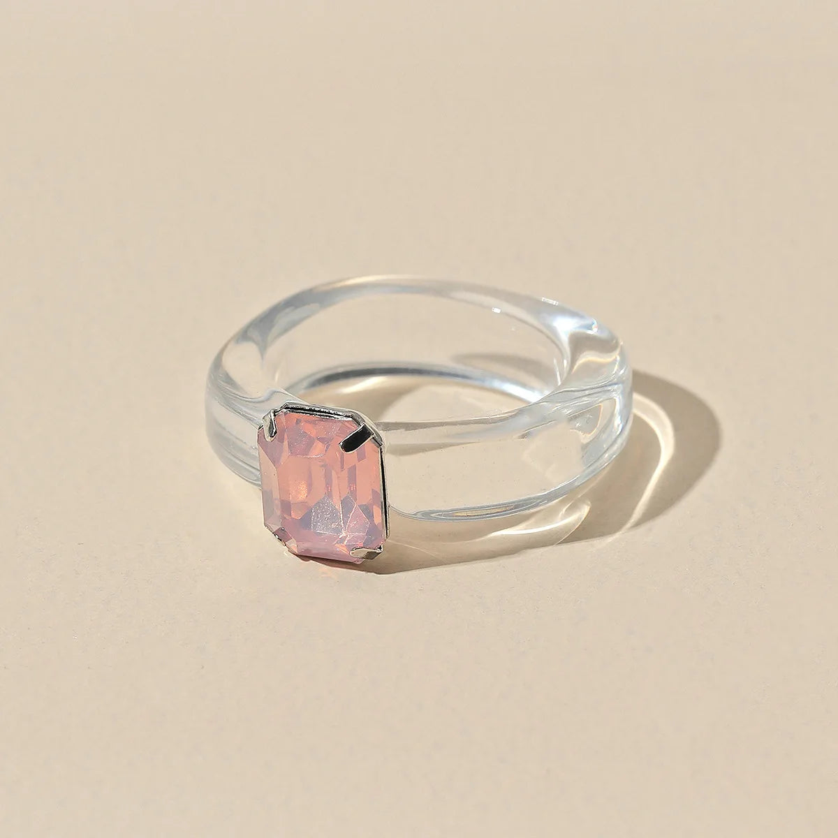Fashion Luxury Irregular Geometric Transparent Colorful Crystal Rhinestone Zircon Round Ring For Women Shiny Jewelry Accessor