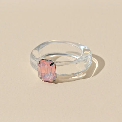 Fashion Luxury Irregular Geometric Transparent Colorful Crystal Rhinestone Zircon Round Ring For Women Shiny Jewelry Accessor
