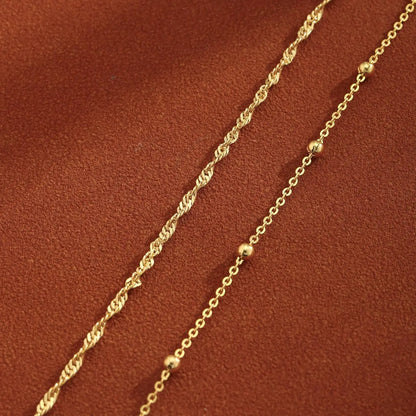 2 PCS 4K Gold Plated Anklets for Women Waterproof Twists Link Anklet Beaded Bracelets Stackable Bracelets Summer Jewelry Gift