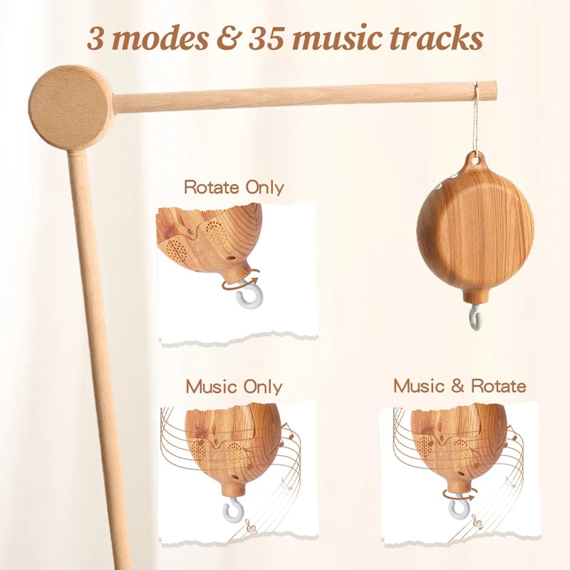 Revolving Music Box For Newborns Baby Crib Imitation Wood Color Hanging Rattle Baby Soothing Musical Toys 0-12 Months Baby Gi