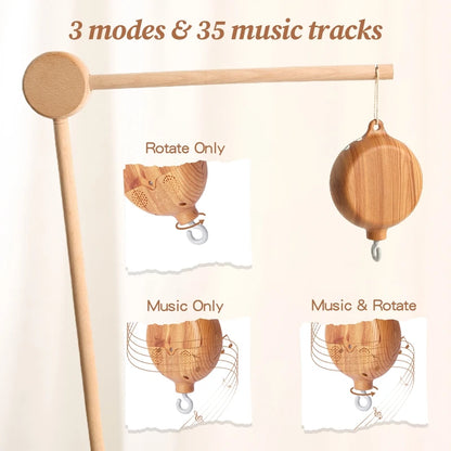 Revolving Music Box For Newborns Baby Crib Imitation Wood Color Hanging Rattle Baby Soothing Musical Toys 0-12 Months Baby Gi