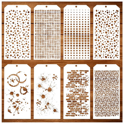 8 Craft Templates with Polka Dots, Layered Templates for Mixed Media Texture, Colorful Spray Painting Templates, Card-Making 