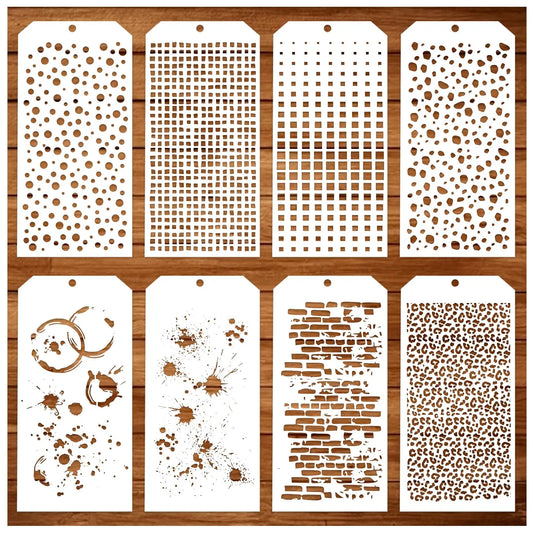 8 Craft Templates with Polka Dots, Layered Templates for Mixed Media Texture, Colorful Spray Painting Templates, Card-Making 