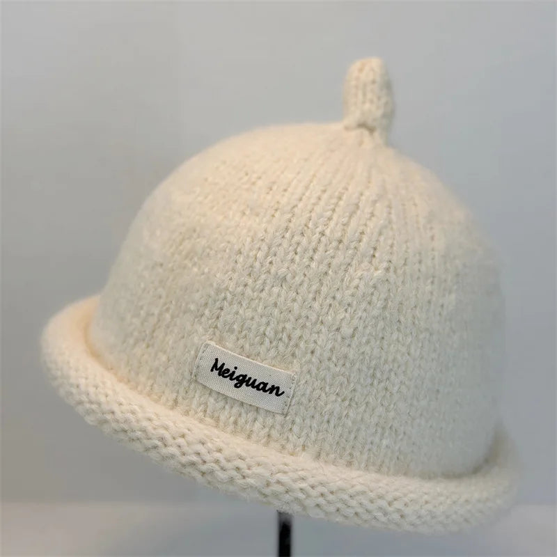 2025 Women's Winter Beanies Turned-up Brim Knitted Woolly Hat Keep Head Warm Knitted Cap Minimalist Style Fashion Accessories