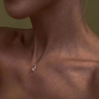 Clear Dewdrop Tassel Series Necklace Minimalist Drip Glue Beads Clavicle Chain Women Holiday Niche Trendy Jewelry