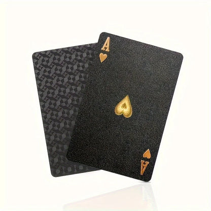 Cool Black Gold Waterproof Playing Cards, a Deck of Playing Cards Containing Christmas, Halloween, Thanksgiving Gifts, Game G