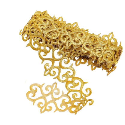 1M Hot Melt Adhesive Metallic Lace Ribbon Crafts DIY Embroidery Lace Trim Iron on Flower 7.6cm Sewing Wedding Dresses Home De