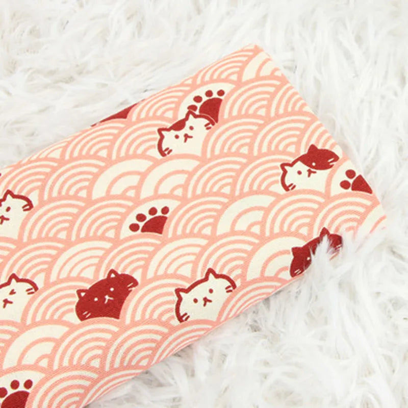 Half Yard Thicken Cotton Fabrics Soft Breeze Cat Curve Print, Handmade DIY Bag Cloth Material 100% Cotton CR-389