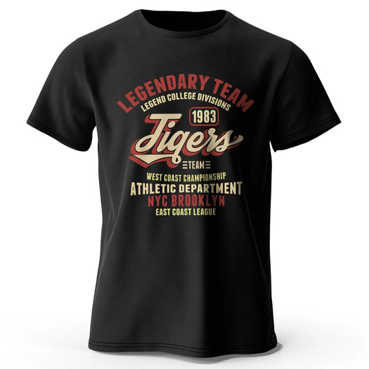 Minimalist Tiger Silhouette Printed 100% Cotton T-Shirt, Breathable Round Neck Short Sleeve Tee for Men & Women