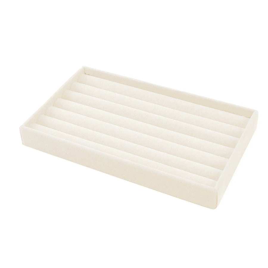 1PC, Flocking Jewelry Box Jewelry Tray, Color: Beige - Long platter