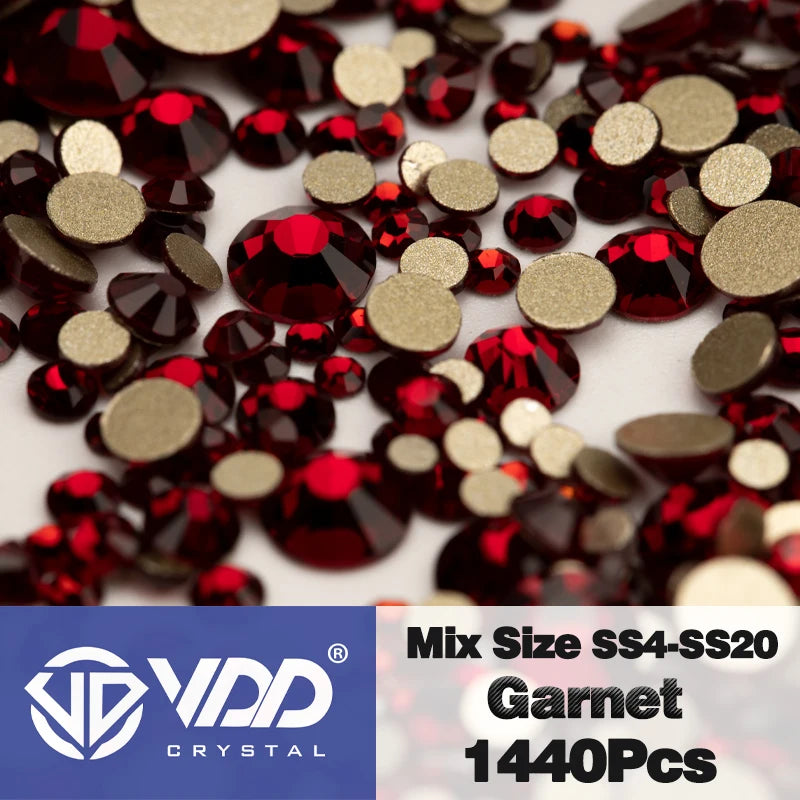 VDD SS4-SS20 Mix Size Clear Crystal Non-Hotfix Gold FlatBack Rhinestones Decorations DIY Glitter Stones 3D Nail Art Accessori