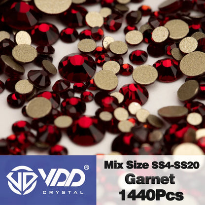 VDD SS4-SS20 Mix Size Clear Crystal Non-Hotfix Gold FlatBack Rhinestones Decorations DIY Glitter Stones 3D Nail Art Accessori
