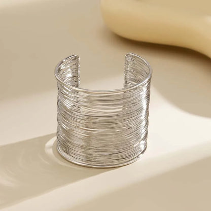 Vintage Gold Color Hyperbolic Layered Wide Wire Bracelet Cuff Bangle for Women Exaggerated Metal Wrist Wrap Bangle Jewelry Gi