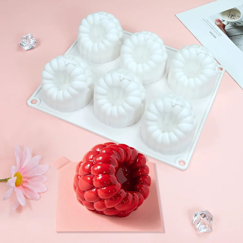 6 Hole Raspberry Design Mousse Silicone Mousse Mold 3D Fruit Dessert Chocolate Mould DIY Cake Decorating Tools Bakeware