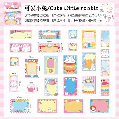 4 types 50 pcs Cute pet note series sticker Scrapbooking Material handmade Diary Album Junk Journal Supplies - A