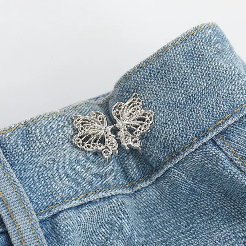 Jeans Button Adjustable Clips for Pant Skirts Waist Tightener Buckle Snap Button Adjuster Butterfly Pin Button Clothing Suppl