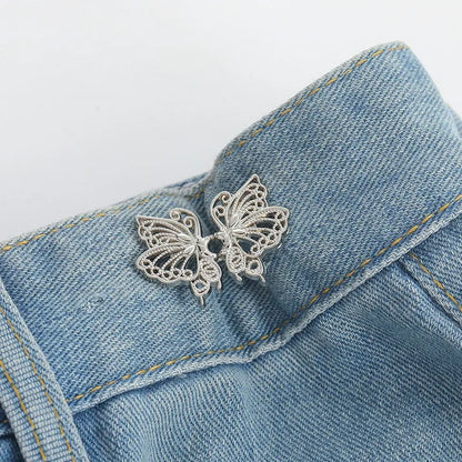 Jeans Button Adjustable Clips for Pant Skirts Waist Tightener Buckle Snap Button Adjuster Butterfly Pin Button Clothing Suppl