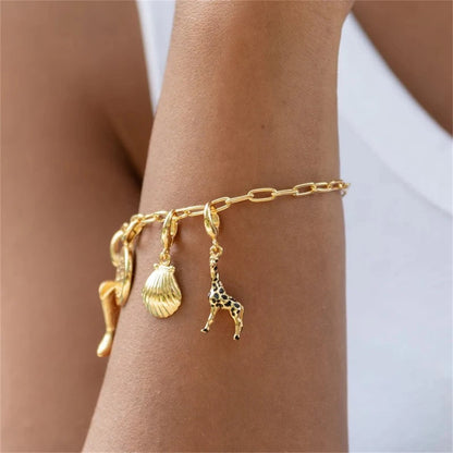 Animal Series Pendant Stainless Steel DIY Small Pendant Vacuum Plated 18K Gold Color Preserving Accessory in Furnace