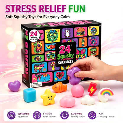 Christmas Easter Advent Calendar 24 Pcs Unique Cute Squishy Fidget Toy Slow Rebound Anxiety Relief Mystery Surprise Gift Box