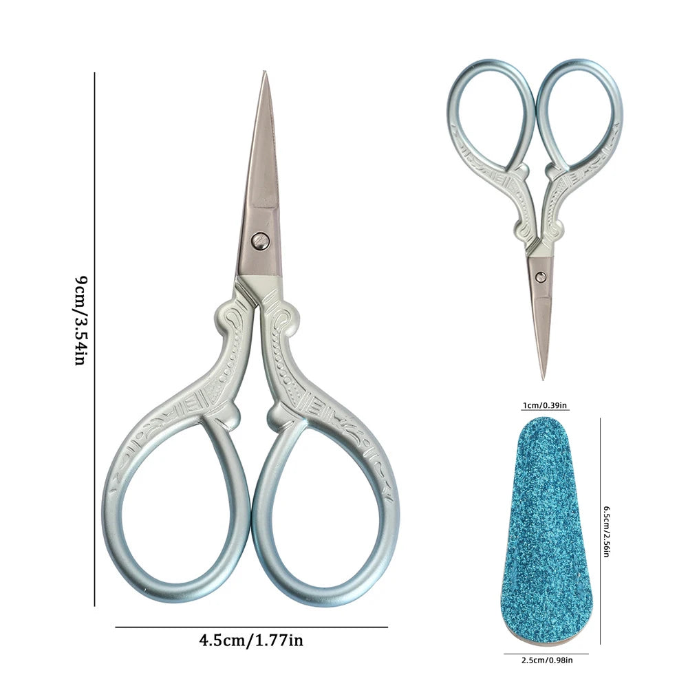 Embroidery Scissors Set with Leather Sheaths for Sewing Crafting, Art Work, Threading, Needlework DIY Tools Dressmaker - blue
