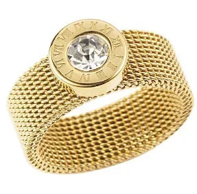 Personality Round Beads Ring Band Small Clear Crystal Zircon Waterproof Stainless Steel Rings Simple Granular Fine Jewelry