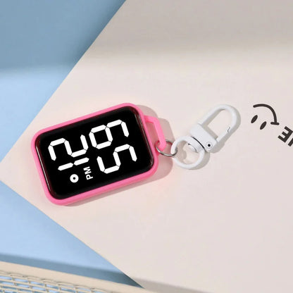 LED Keychain Pocket Watch Digital Display Electronic Watch for Youngster Student Backpacks Keys Pendant Timepiece Present