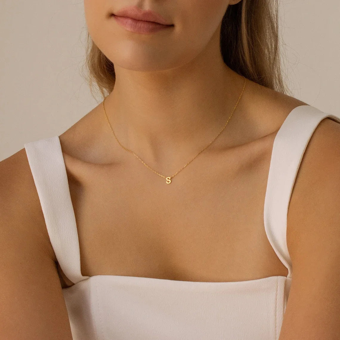 A-Z26 Initial Letters Necklace For Women Stainless Steel Jewelry Pendant Alphabet Single Name Choker Necklaces