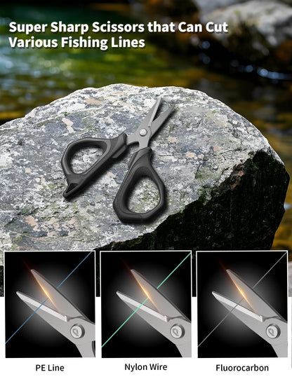 Fishing Scissors Stainless Steel Plier cut Braid Line PE Wire Cutter with Retractable KeyChain Fishing Pliers Tools Accessori