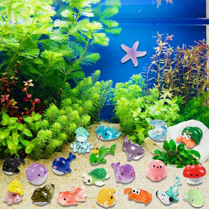 Mini Ocean Resin Animals Tiny Sea Animals Figurines Marine Miniature Decorations for DIY Fish Tank Potted Micro Garden Landsc