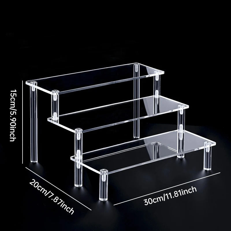 1-5 Tier Acrylic Display Stand Perfume Doll Clay Figurine Blind Box Storage Rack Transparent Ladder Makeup Organization W-2 -
