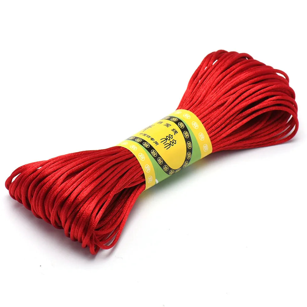 20M 1.5mm Satin Nylon Trim Cord, Rattail Cord Chinese Knot - Wine Red