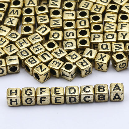 100-500pcs Square White and Black Mixed Letter Acrylic Beads Cube Loose Spacer Alphabet Beads For Jewelry Making Diy Accessor