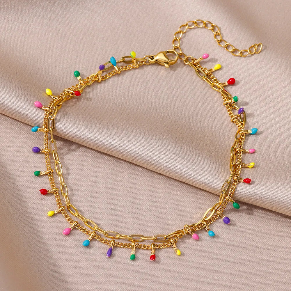 Anklets for Women Summer Beach Accessories Stainless Steel Imitation Pearl Chain Anklet Gold Color Leg Bracelets Bodychain Gi