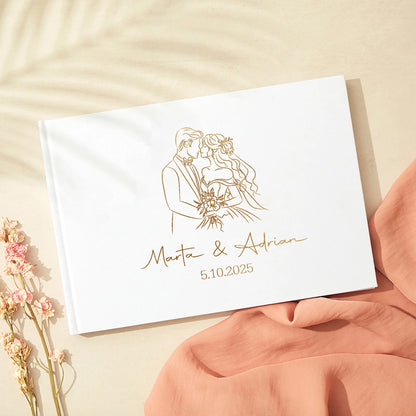 Personalized Guest Book for Wedding Noble Message Photo Album Simple Elegant Horizontal Wedding Reception Signing Book Party 