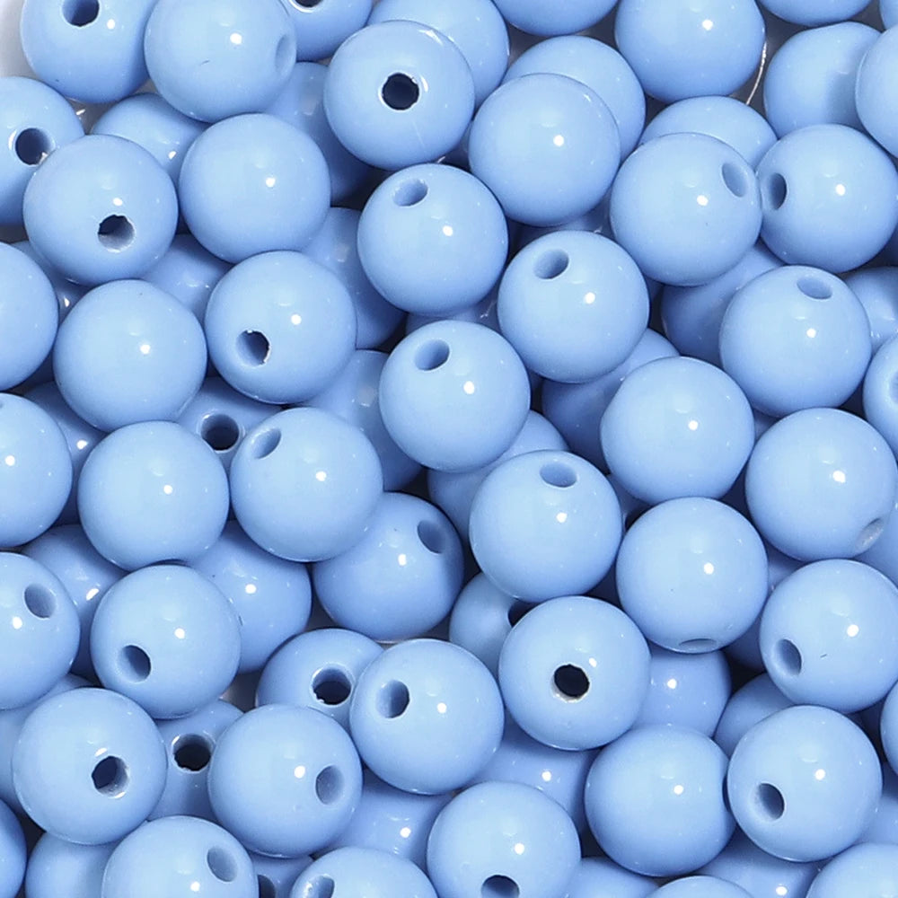 10-100Pcs/Lot 6-20mm Solid Color Round Acrylic Beads Loose Spacer Beads For DIY Keychains Decoration Handmade Crafts Accessor