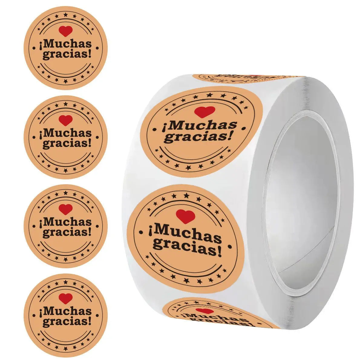 500pcs Spanish Muchas Gracias Stickers Roll,1 Inch Thank You Stickers for Small Business Packaging, Baking, Beverages, Gift W