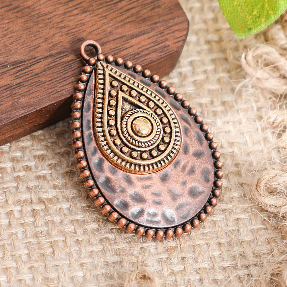 Retro Vintage Ethnic Bohemia Teardrop Pendants for Women Earrings Necklaces Charms for DIY Making Jewelry Accessories