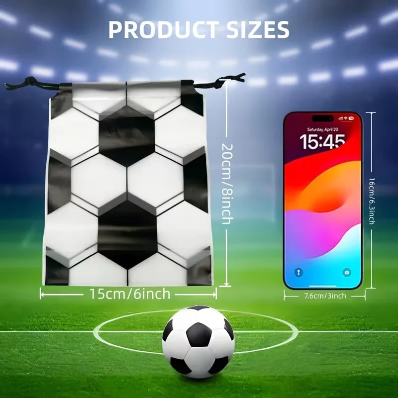 20Pcs Soccer Party Drawstring Bag Football Sport Theme Birthday Favors Treat Bag Gift for guests Team Celebration Decor Suppl