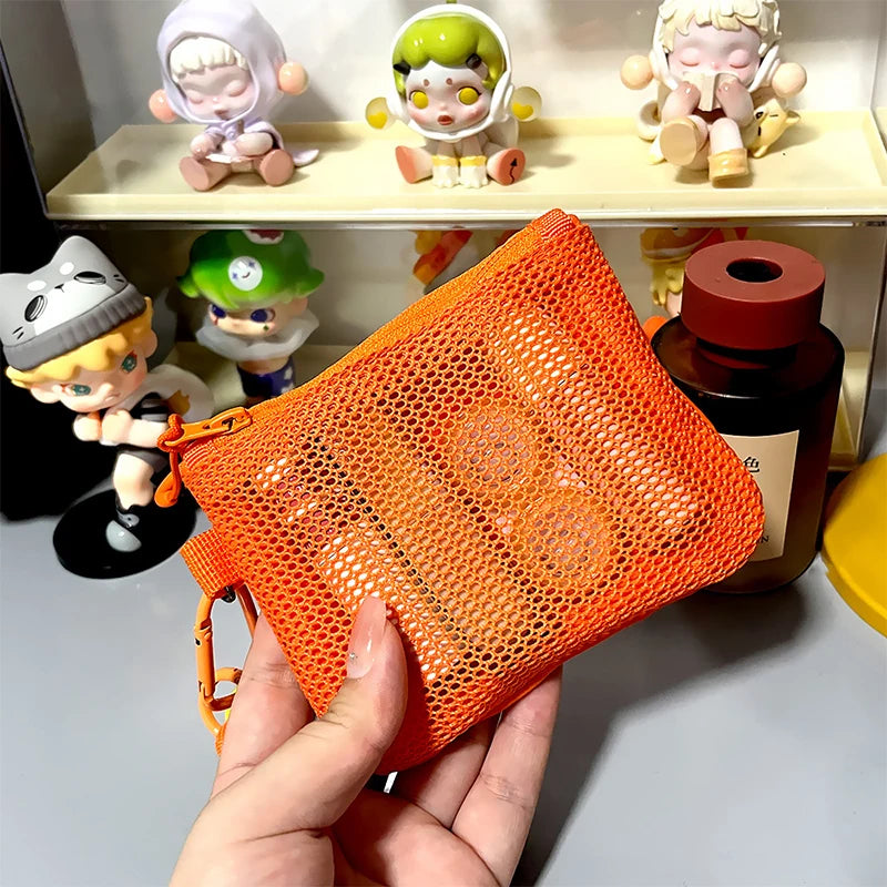 Travel Makeup Storage Bags New Mesh Coin Purse Simple Portable Mini Bag Multi-purpose Square Bag Double-layer Zipper Card Hol