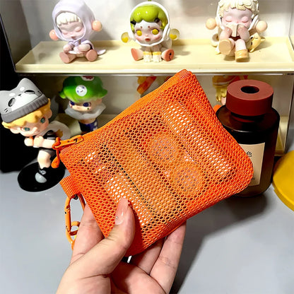 Travel Makeup Storage Bags New Mesh Coin Purse Simple Portable Mini Bag Multi-purpose Square Bag Double-layer Zipper Card Hol