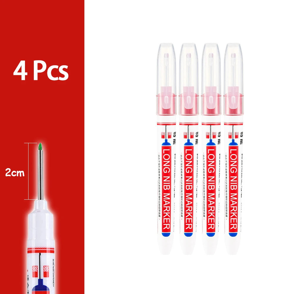 4-80Pcs 2cm Waterproof Long Head Markers Deep Hole Marker Pen for Metal Carpenter Red/Black/Blue/Green Ink Woodworking Tools 