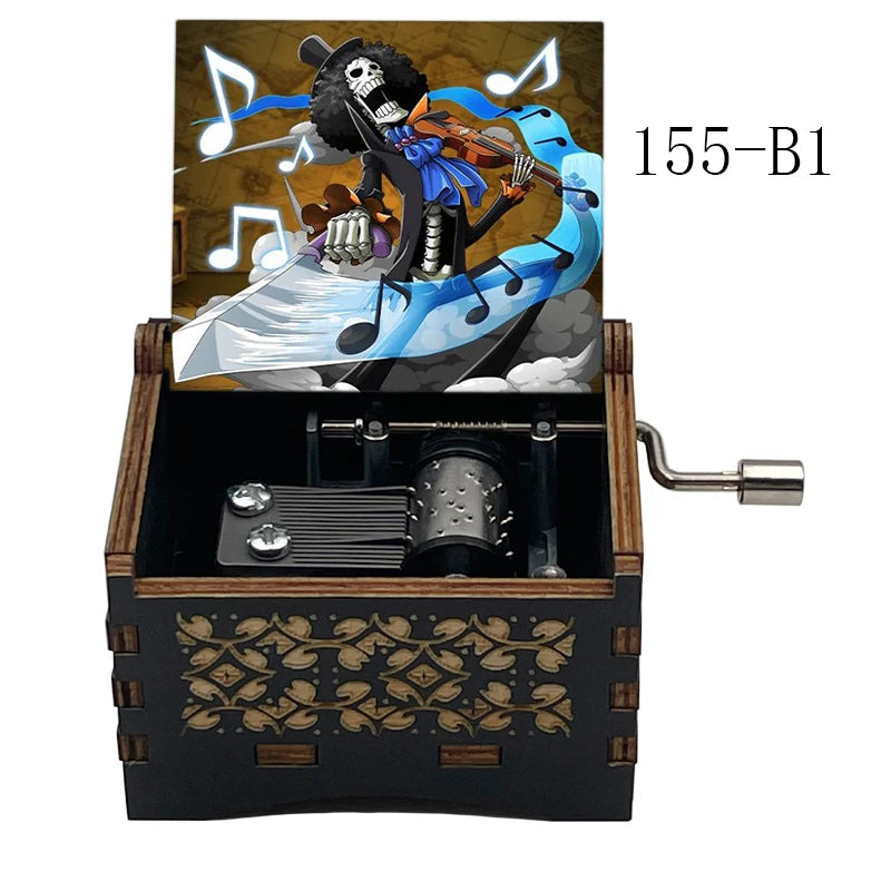 Bink's Wooden Painted Music Box Anime Carved Musical Box Desktop Decoration Sake Melody Christmas Birthday Gift - 155-B1-hand