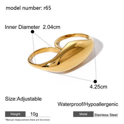 Fashion Simple Stainless Steel Rings For Women Gold Color Smooth Geometric Open Rings Arc Rings Diamonds Jewellery Ring Gift 