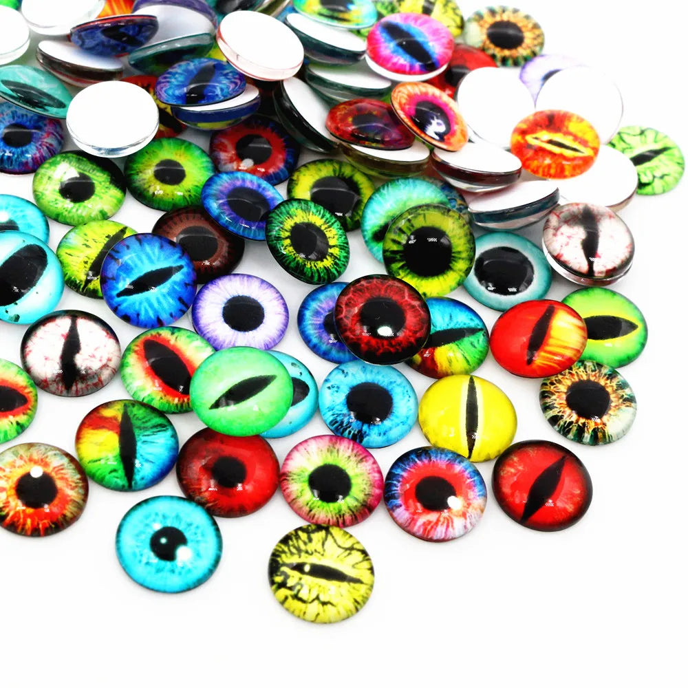 100pcs/50pairs Dragon Eyes Cat Eye Toys Glass Cabochons Dome 6mm 8mm 10mm 12mm Handmade DIY Jewelry Making Accessories Findin