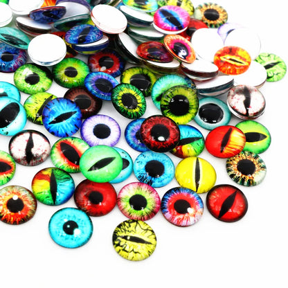 100pcs/50pairs Dragon Eyes Cat Eye Toys Glass Cabochons Dome 6mm 8mm 10mm 12mm Handmade DIY Jewelry Making Accessories Findin