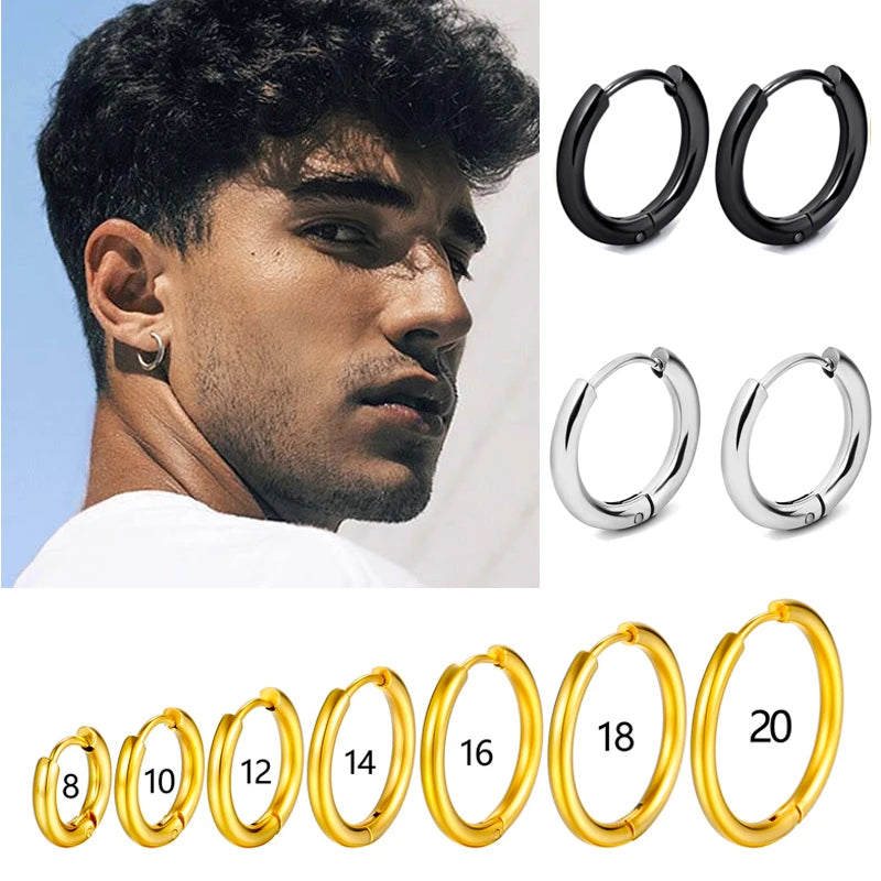 1 Pair Stainless Steel Hoop Earrings Women Men Gold Color Small Earrings Girl Jewelry Pendientes Mujer Aretes Cartilage Pierc