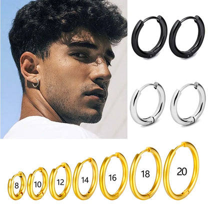 1 Pair Stainless Steel Hoop Earrings Women Men Gold Color Small Earrings Girl Jewelry Pendientes Mujer Aretes Cartilage Pierc