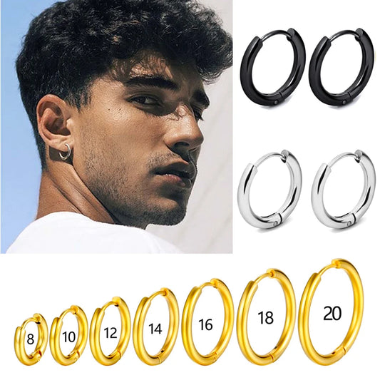 1 Pair Stainless Steel Hoop Earrings Women Men Gold Color Small Earrings Girl Jewelry Pendientes Mujer Aretes Cartilage Pierc